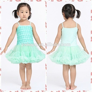 2018 Girl Chiffon Rosette Dress Baby Girl Ivory Princess Party Dress