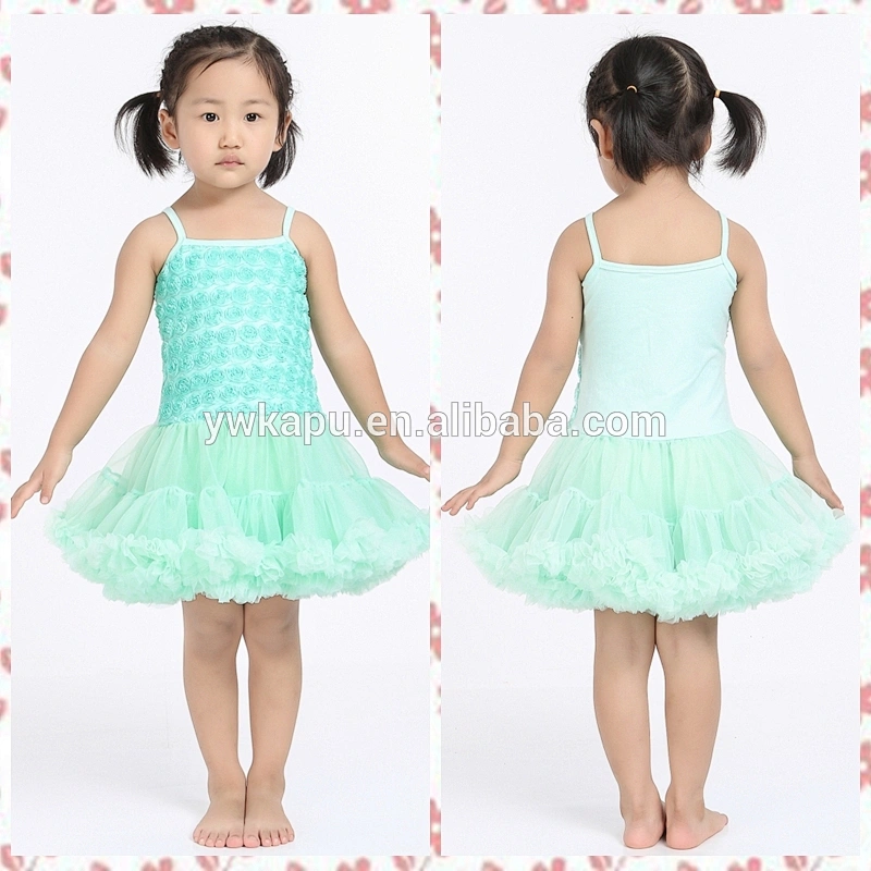 2018 Girl Chiffon Rosette Dress Baby Girl Ivory Princess Party Dress