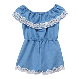 2019 Wholesale Denim Kids Romper Shoulder Baby Clothes Newborn Romper