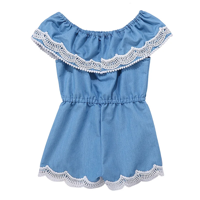 2019 Wholesale Denim Kids Romper Shoulder Baby Clothes Newborn Romper
