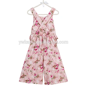 Wholesale factory cute little girl spring high quality suspenders floral overall pants
