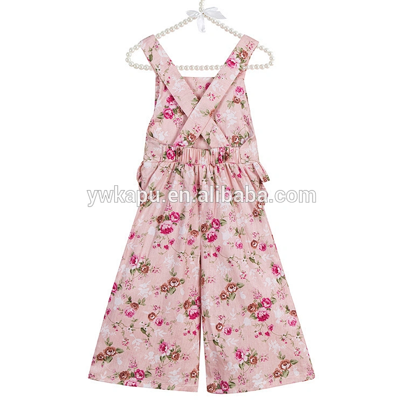 Wholesale factory cute little girl spring high quality suspenders floral overall pants