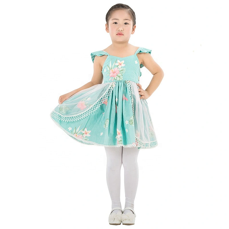 Wholesale Kids Girls Ruffle Casual Summer Dress with Cap Sleeve Design