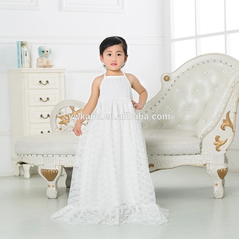 Wonderful selling elegant and generous children girl wedding party princess lace mopping long dresses