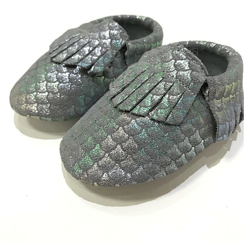 Infant Wholesale Genuine Leather Baby Shoes Mermaid Tassel Toddler Shoes For Girl