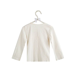 2018 wholesale girls Pure White Lace tops cotton  Long sleeve  little girls  tops