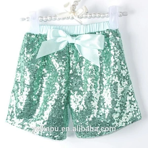 Fashion New Design Baby Girl Multi color Sparkling Newborn Sequin Short With Ribbon Bow