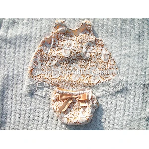 Boutique Baby Girl Summer Outfits Girls Ruffle Swing Top Set Toddlers Lace Summer Set Kids Outdoor Swing Back Top Set