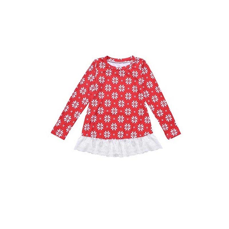 Hot Sale Children Girls Modern Loose Lace Ruffle Christmas Top