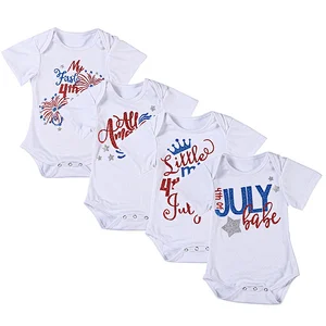 Top Quality Boutique Girl Romper Cotton Sleeveless   Baby 4th of July romper