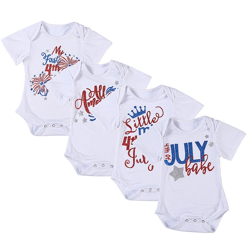 Top Quality Boutique Girl Romper Cotton Sleeveless   Baby 4th of July romper