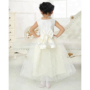 Latest design white girls' princess summer wear kids boutique flower girl lace dress for wedding
