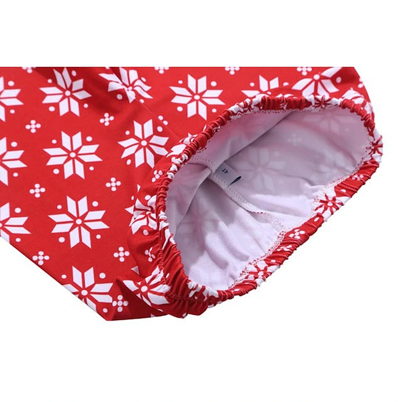 Beautiful Snow Print Kids Girls Red Leggings