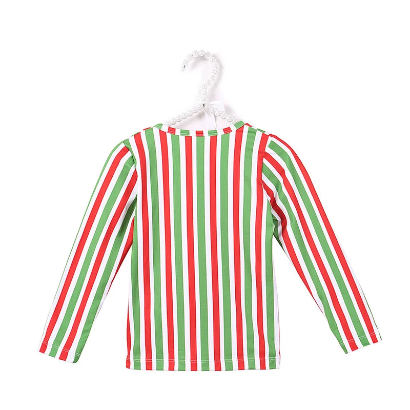 2018 Fall Fashionable Christmas Candy Print Kids Girls Striped T Shirt