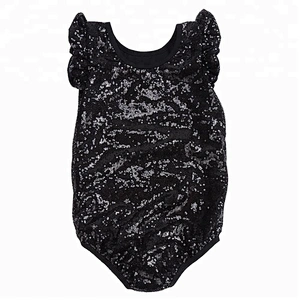 Flutter Sleeves Kids Jumpsuit High Quality Toddler Clothes Baby Girl Cotton Soft Sequin Romper