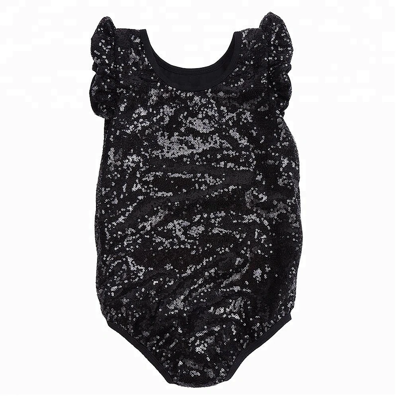 Flutter Sleeves Kids Jumpsuit High Quality Toddler Clothes Baby Girl Cotton Soft Sequin Romper