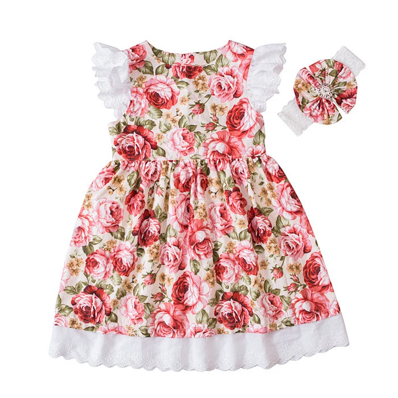 2018 Girls Lace Party Dresses Kids Girls Embroidered Floral Dress Baby Girl Princess Clothes