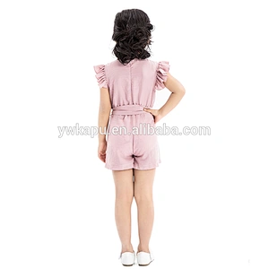 Baby Ruffled collar jumpsuit toddler Girls short sleeve falbala knitted climb romper