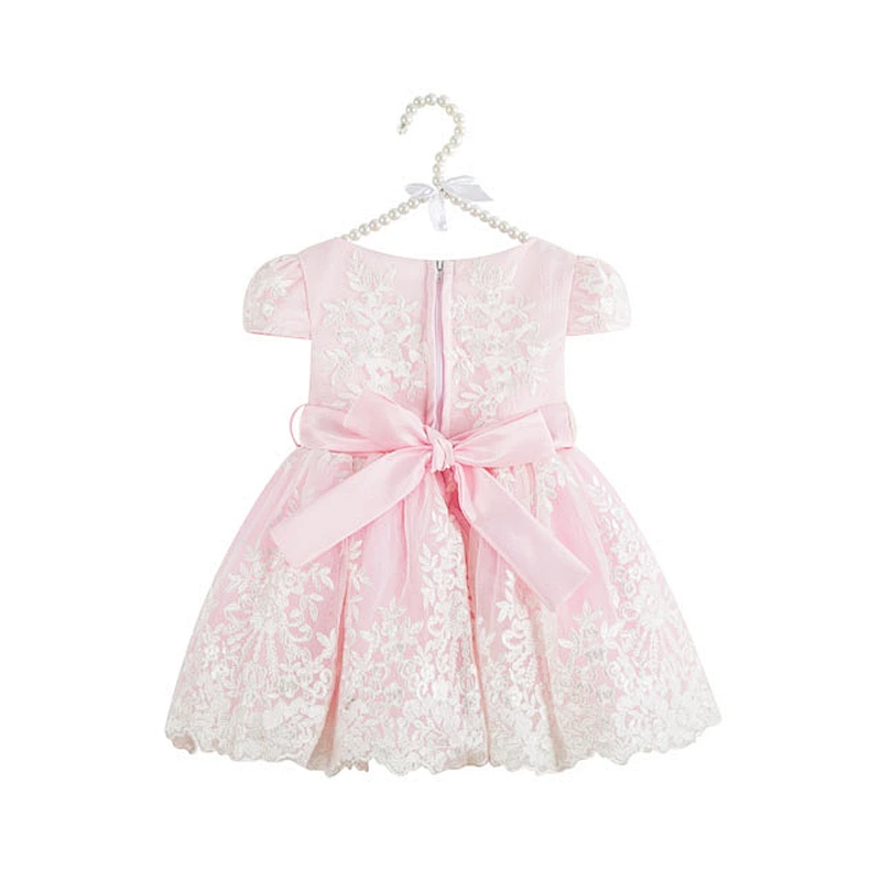 2018 New Design Pure White Beaded  Floral Girl Dress Baby Frock Design Pictures
