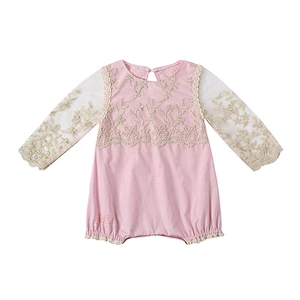 Elegant Girls Boutique Clothing Lace Long Sleeve Baby Diaper Rompers