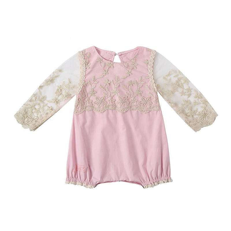 Elegant Girls Boutique Clothing Lace Long Sleeve Baby Diaper Rompers