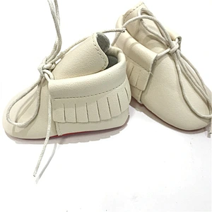 Wholesale Hot Sale Casual  Soft Sole Leather Baby Shoes White  Lace-up Tassel Toddler Shoes For Girl