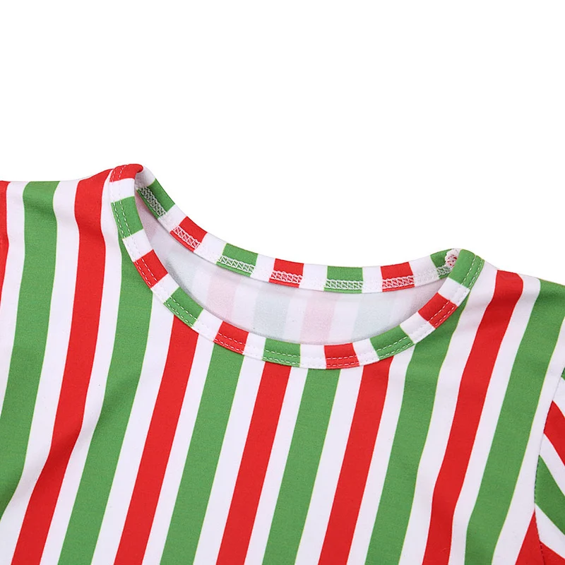 2018 Fall Fashionable Christmas Candy Print Kids Girls Striped T Shirt