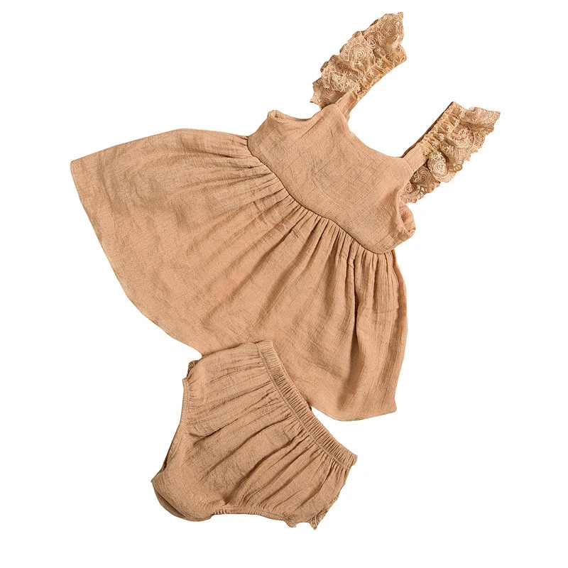 2018 Wholesale summer infant baby girls flutter sleeves romper clothing set with underwear
