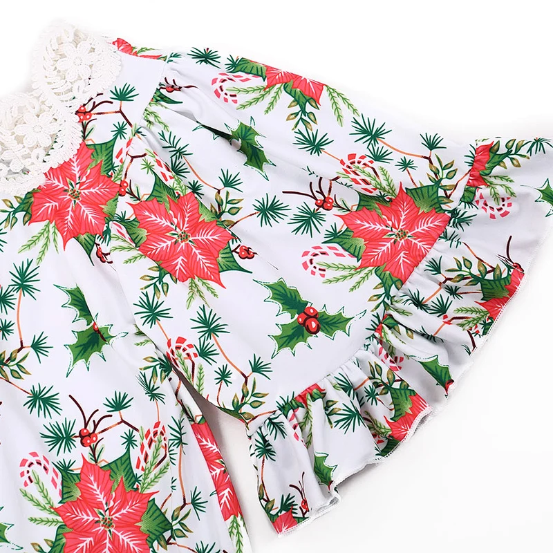 Fashion Blouse for Kids Girls with Ruffle Swing and Lace Square Collar Desgin