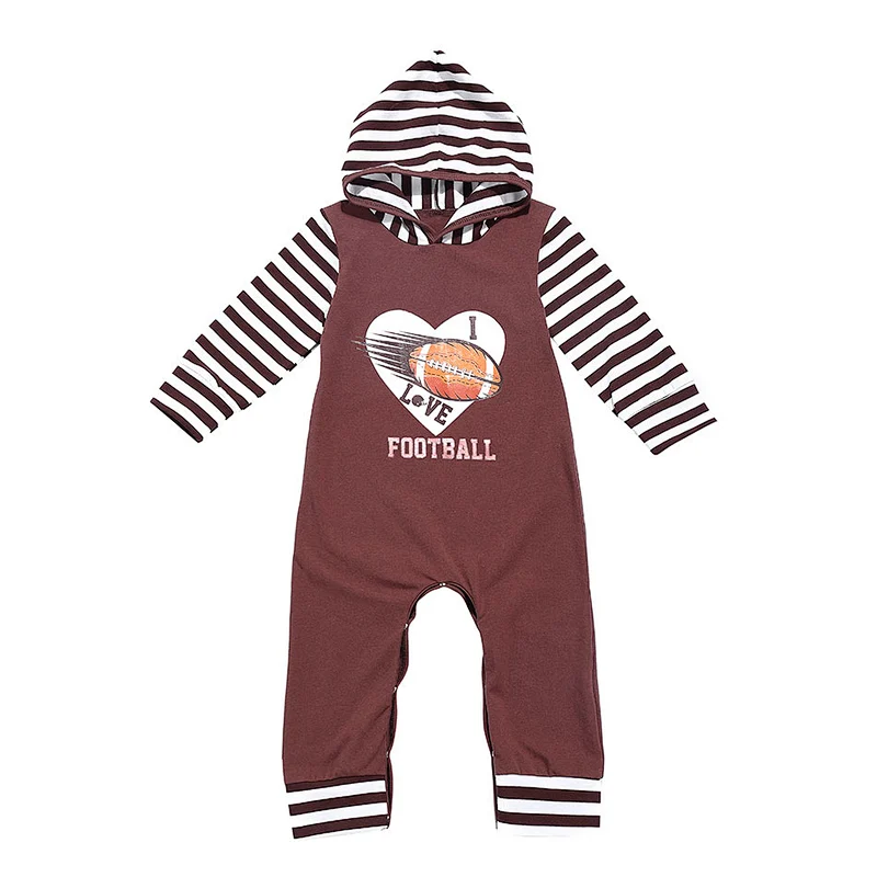 Cute Football Emotion Hooded Long Sleeve Baby Romper