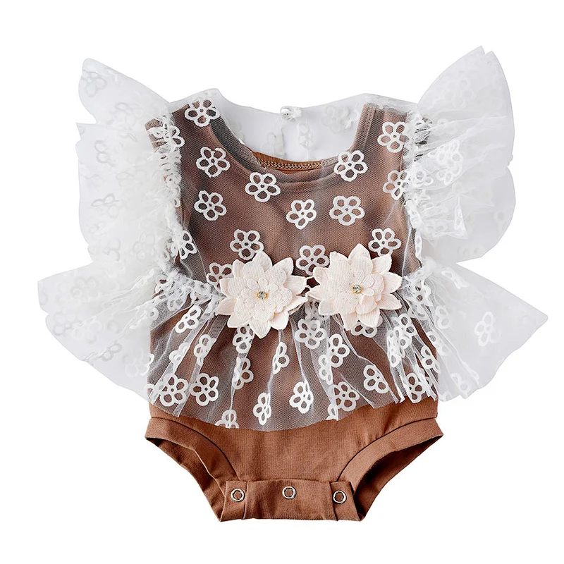Fashion short sleeve infant baby girl platsuit romper kids clothing