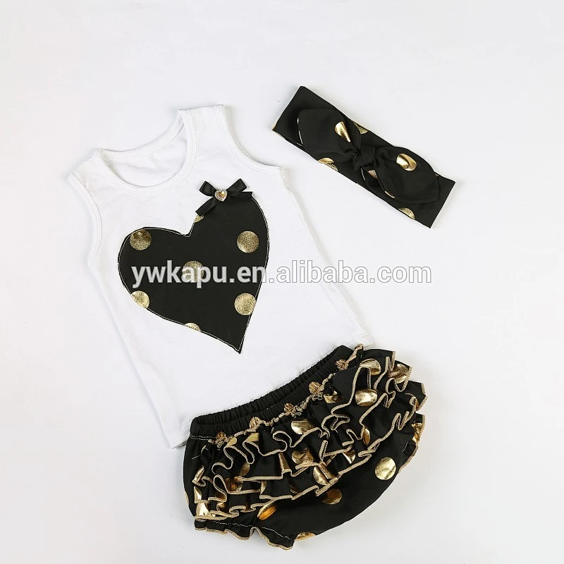 Fashion new style baby clothes set newborn 3 pieces set baby gold polka dot set