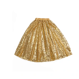 High quality cute baby girl sequined navy blue long maxi skirt