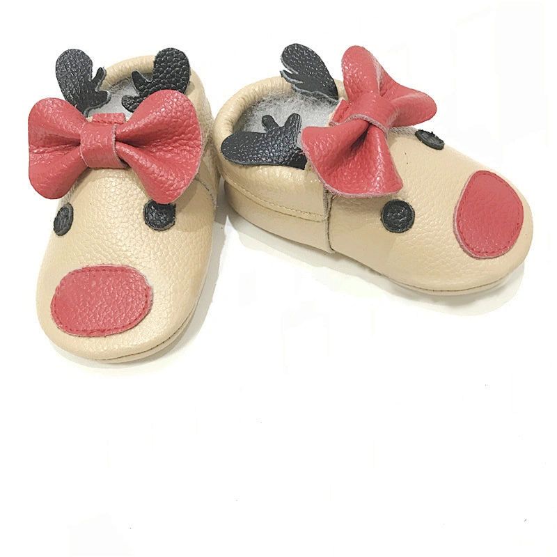 Popular Boutique Moccasin Shoes  Baby Leather Shoes  Christmas  Elk Toddler Shoes For Girl