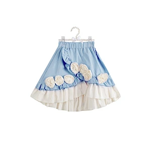 Baby girl's winter beautiful small flowers embroidered  ruffle multi layers skirt
