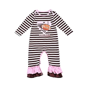 Lovely Baby Infant Strip Color Block Ruffle Romper
