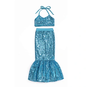 Wholesale kids clothes mermaid sequin printed romper baby girls jumpsuit