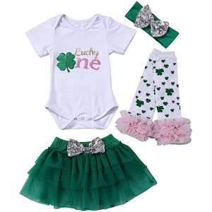 New Boutique Kids St Patrick's Day Clothes Baby Romper Toddler Girls Outfit