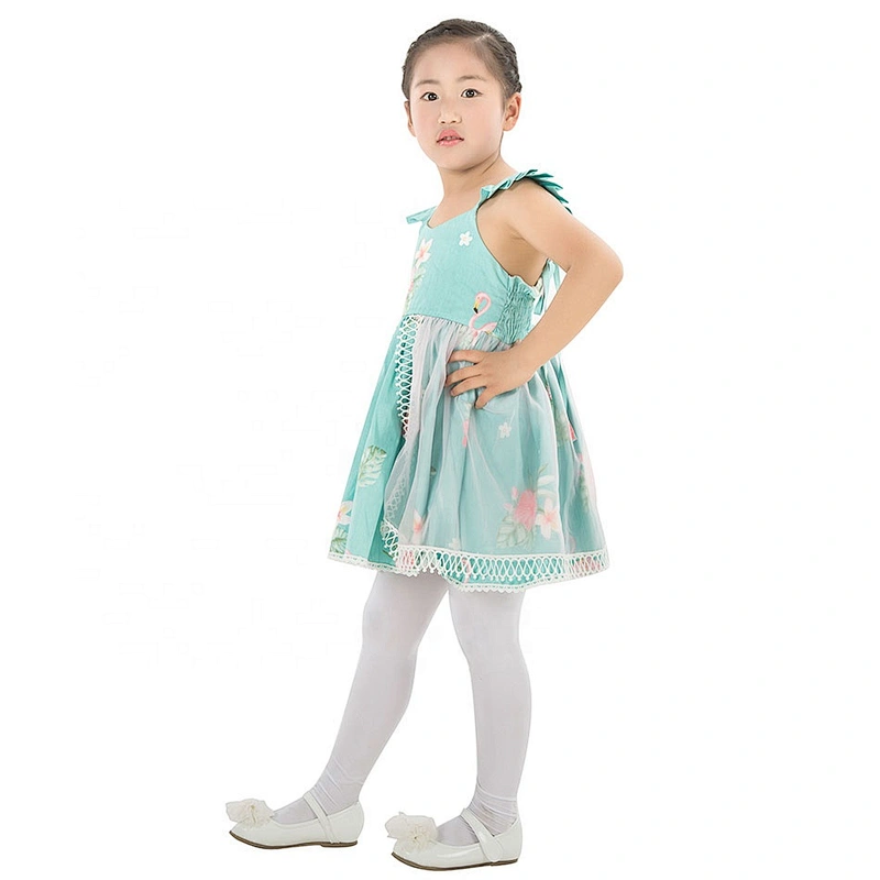 Wholesale Kids Girls Ruffle Casual Summer Dress with Cap Sleeve Design