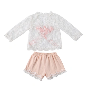 New design baby clothing girls wear lace set