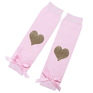Cute Gold Print Heart Pattern Leg Warmers for Infant Girls