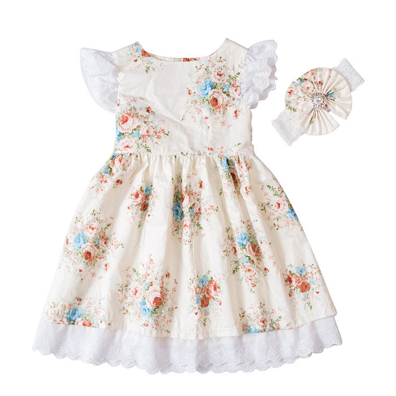 2018 Girls Lace Party Dresses Kids Girls Embroidered Floral Dress Baby Girl Princess Clothes