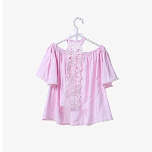 New design white lace off shoulder baby shirt for kids