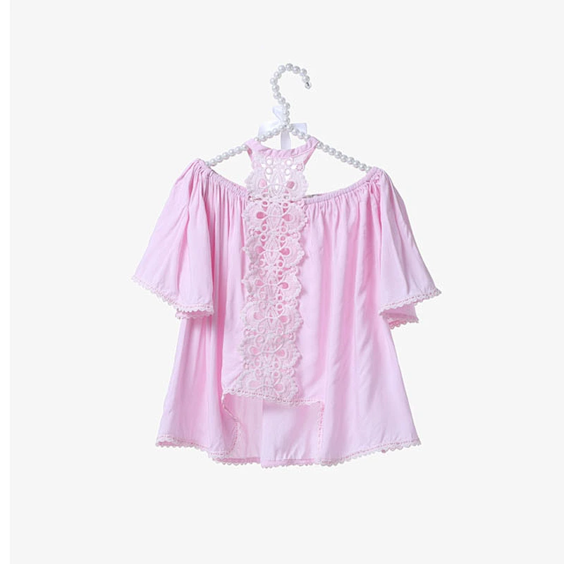 New design white lace off shoulder baby shirt for kids