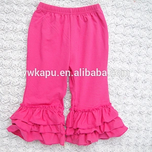 Autumn season popular girl pant high quality baby trousers 100% cotton icing ruffle leggings