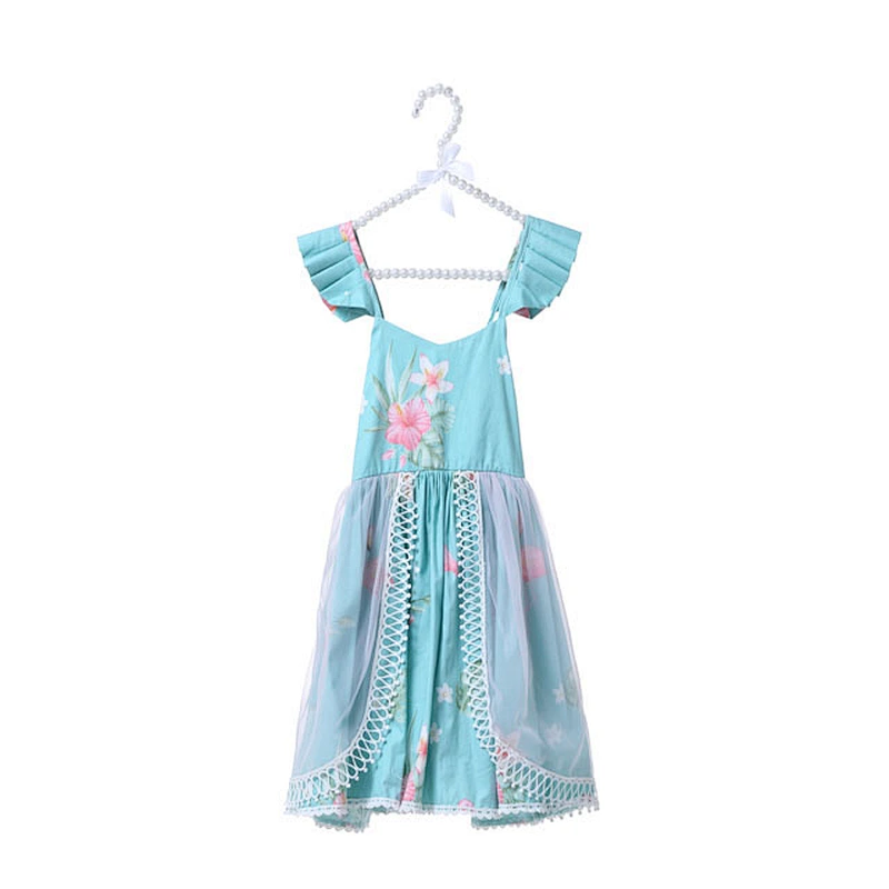 Factory Price Summer Children Clothing Rainbow Flower Baby Girl Summer Dress