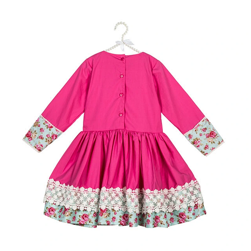 Factory prices knee length flower baby girls evening dresses color mixing