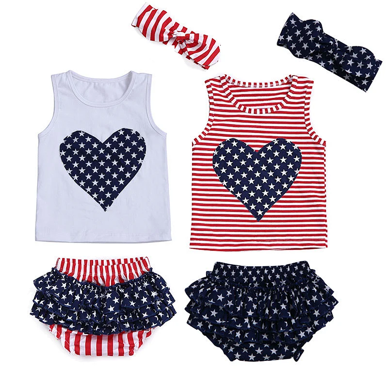 2019 Fashionable Baby Girl Outfit  Heart Tank Top Ruffle Bloomer  outfit