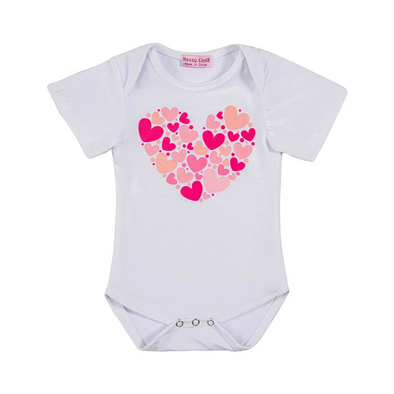 Hot pink baby girl short sleeve letter pattern rompers in stock