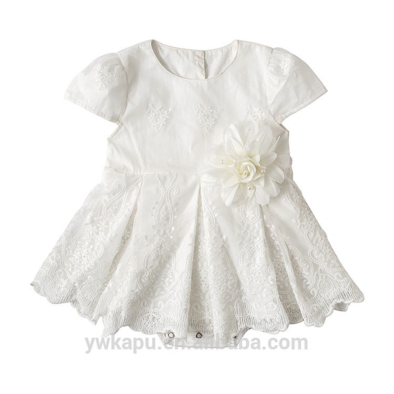 Spring Fairy Kids Clothing short Sleeve Design Newborn Infant Baby Girl Onesie Floral lace Dress Romper